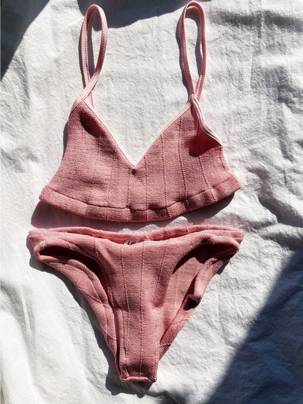 Hunza G. Nile Virginia Nile Bikini Set— Metallic Dusty Pink